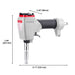 length, width and height information of meite USA ZN1170B pneumatic decorative nailer on white background