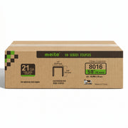 Meite USA case pack containing 10 boxes of 21Ga 1/2-inch crown 5/8'' length upholstery staples with 10000 pieces per box on a white background