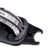 Close-up of open jaw with rings of meite USA MTHC45 11Ga Manual Hog Ring Plier in white background