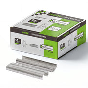 Meite USA one box of 14 gauge 2-1/4" crown 304 stainless steel hog rings at 5000 pieces per box, displayed on a white background
