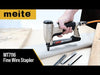 meite USA MT7116 pneumatic stapler demonstration video showing product features, compatible staples, and nailing performance on different materials