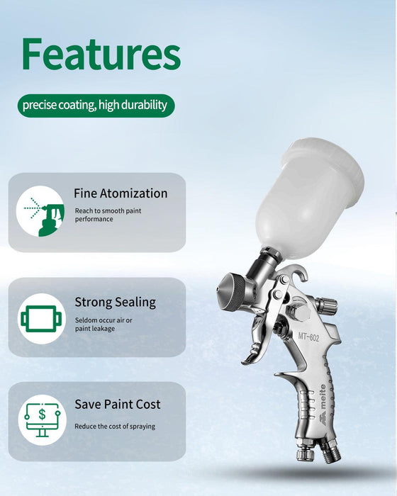30 PSI Gravity Feeding Mini Spray Gun (0.8 mm & 1.0 mm) - MEITE USA
