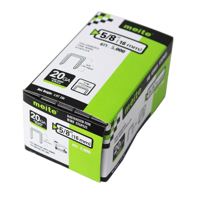 20 Gauge 10J Series 7/16" Crown 1/4" to 7/8" Length Galvanized Fine Wire Staples - MEITE USA