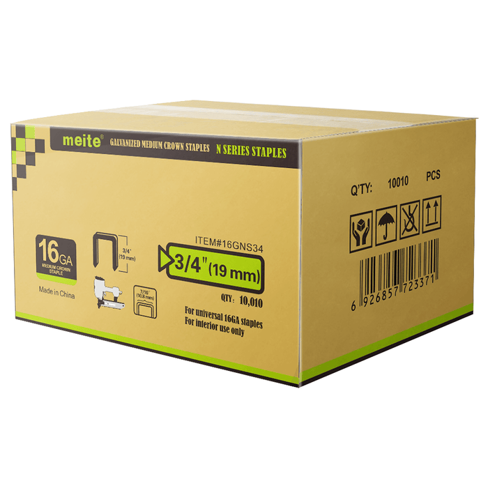 16 Gauge 7/16" Crown 3/4" to 2" Length Electro Galvanized Heavy Wire Staples - MEITE USA