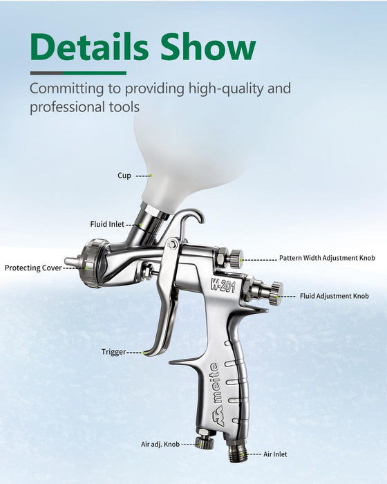 (Buy 1 get 1 free) 1.3 mm Nozzle Central Cup Gravity Type Spray Gun - MEITE USA