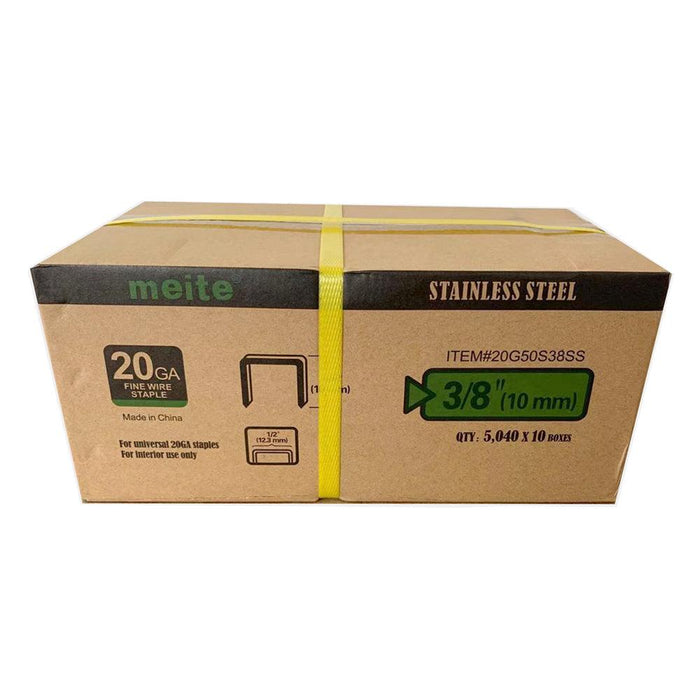 20 Gauge 1/2" Crown 1/4" to 1/2" Length Stainless Steel Fine Wire Staples - MEITE USA