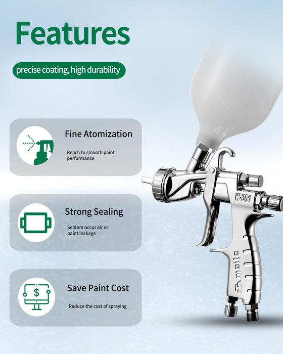 2.0 mm Nozzle Gravity Feed Air Spray Gun 600cc Cup W301 HVLP - MEITE USA