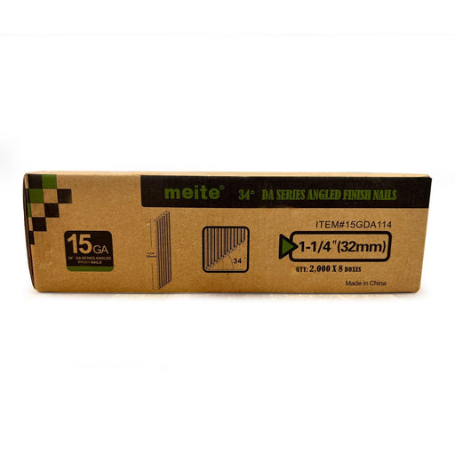 15 Gauge 34 Degree DA Series 1-1/4" to 2-1/2" Length Angled Finish Nails - MEITE USA