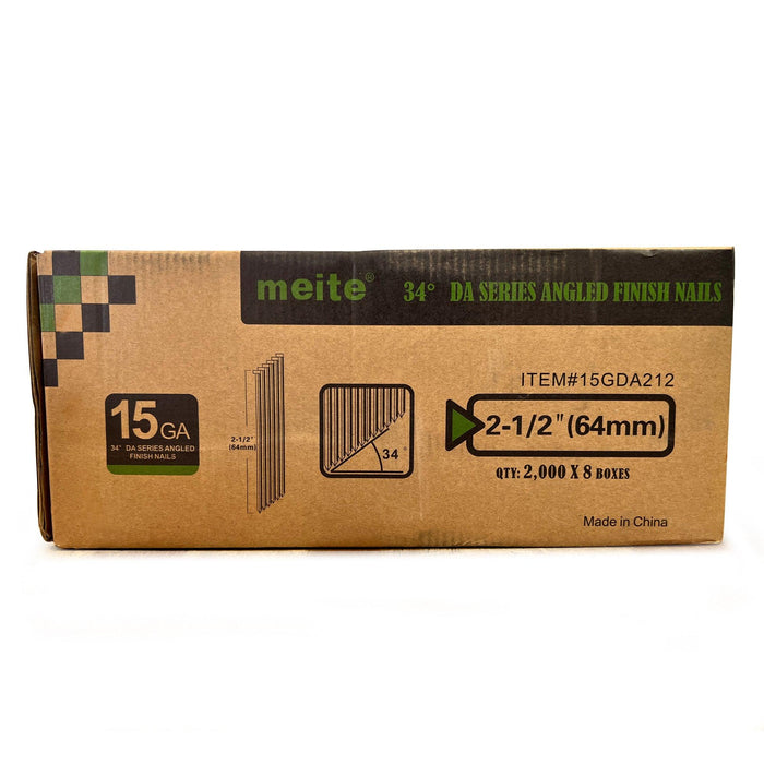 15 Gauge 34 Degree DA Series 1-1/4" to 2-1/2" Length Angled Finish Nails - MEITE USA