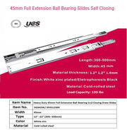 Full Extension Ball Bearing Drawer Slides 100 lbs Capacity Kitchen Cabinet Drawer Slides (15 Pairs) - MEITE USA