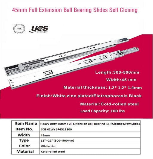 Full Extension Ball Bearing Drawer Slides 100 lbs Capacity Kitchen Cabinet Drawer Slides (15 Pairs) - MEITE USA