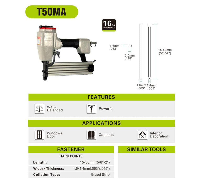 16 Gauge 5/8" to 2'' Length Finish Nailer - MEITE USA