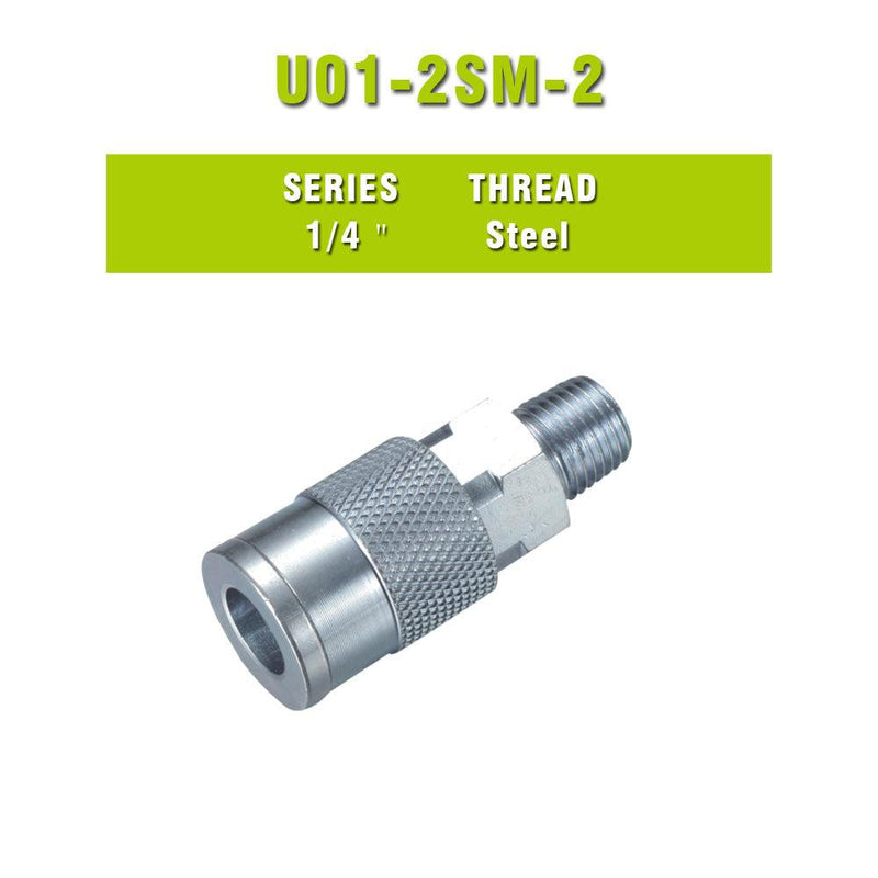 Milton Type 1/4'' NPT Industrial Steel Thread Male Quick Coupler - MEITE USA