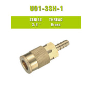 Milton Type 3/8'' Barb Industrial Brass Thread Quick Coupler - MEITE USA