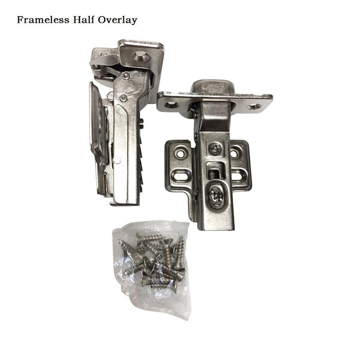 105 Degree 35 mm Half Overlay Self Closing Frameless Cabinet Door Hinges - MEITE USA
